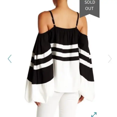 TOV Holy black & white off shoulder balloon sleeve blouse EU Sz 38 US Medium
