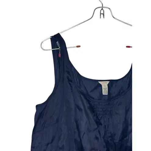 J.Crew  Women Tank Top Metallic Silk Blend Sleeveless Scoop‎ Neck Navy Blue 14
