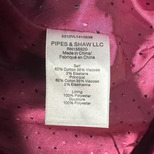 Veronica Beard Cencia Magenta Velvet Collarless Jacket Size 2