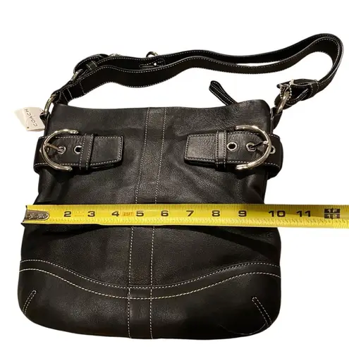 Coach  Convertible Soho Slim Buckle Shoulder Bag‎ Black Soft Leather Duffel New