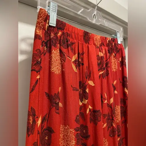 Sag Harbor VTG 90s Fairycore Red Floral Patterned Wrap Maxi Skirt - M