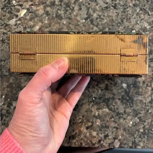 VTG 1950’s Barbara Bates Metal Frame Clutch / Purse Floral Damask Fabric Black