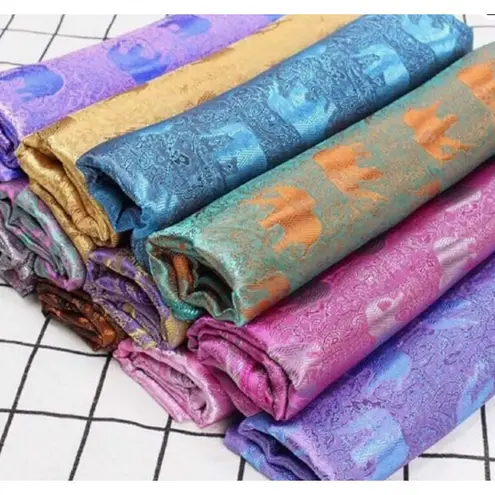 Thai Silk Elephant Soft Shawl Scarf Wrap Blue