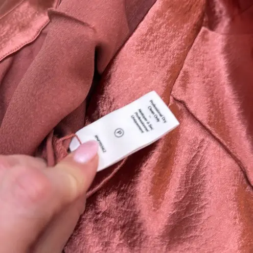 Cinq a Sept Karis Embossed Satin Trousers Pants in Copper Size 8 Pink