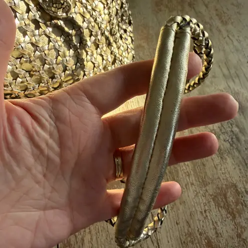 Vintage Warren Reed Gold Silver Handbag Basket Weave Crossbody Metallic Boho