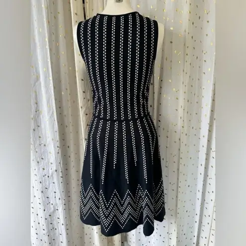 Eliza J . Stippled Jacquard Dots Fit Flare Sleeveless Sweater Knit Dress Size PS