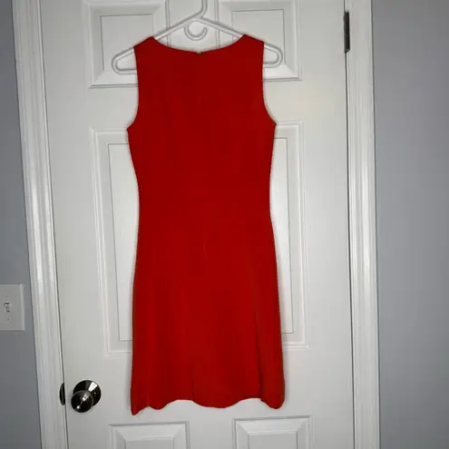 Hugo Buscati Orange 100% Silk Dress Sleeveless Shift Knee Length size 6 medium