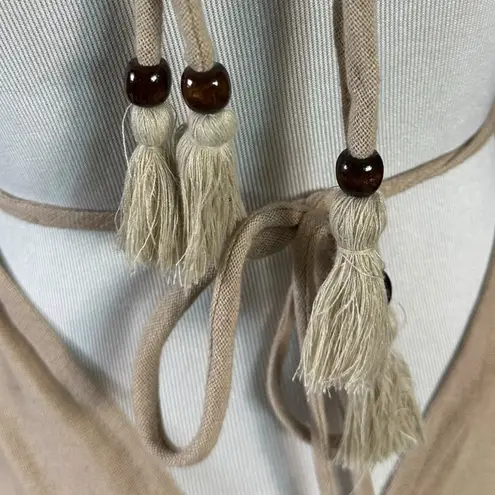 Yamuna Designs Handmade Organic Bohemian Halter Maxi Dress Neutral Tan Beach Size undefined