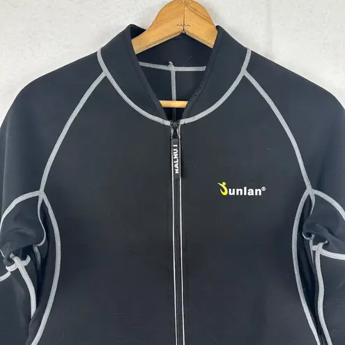 Sunlan Neoprene Jacket Black Gray Trim Full Zip Activewear Women's XL