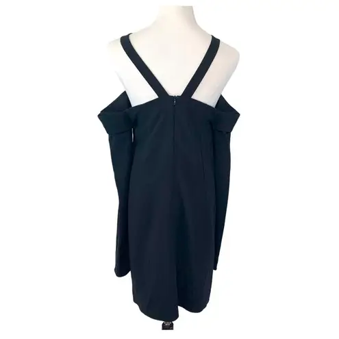 Tibi NEW Off the Shoulder Gold Button Long Sleeve Mini Dress Revolve Black 6