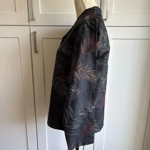 French Laundry Women's M Silk Black Beaded Embroidered Blazer Career Jacket