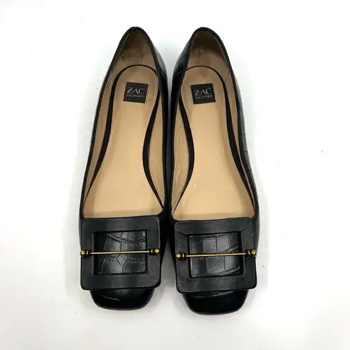 Zac Posen  Vonte Skimmer Black Leather Flats Women's 8.5 US