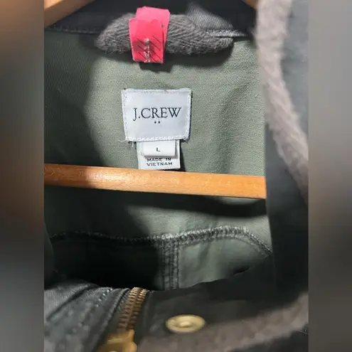 J.Crew  Womens Jacket Size Large Green Relaxed Boyfriend Field Army Snap Utility