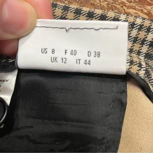 Akris Punto Tan & Black Glen Check Plaid Cuffed Trouser Pants Size 8