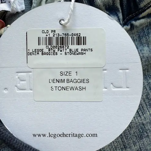 LEGOE Heritage sz 1 / Med Stonewash Denim Baggies Relaxed Fit Drawstring NWT Blue - Image 7