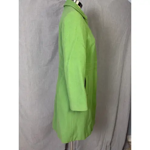 Marvin Richards Marvin Green Mod Wool Coat Minimalist Tailored 60s Revival Knee Length Women's M