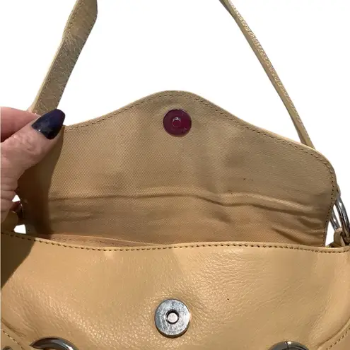 Kate Landry Tan Leather Shoulder Bag with Silver Chain Accents