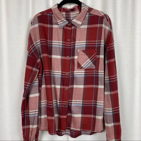 prAna  Red Plaid Percy Flannel Button Front Shirt Sz.L