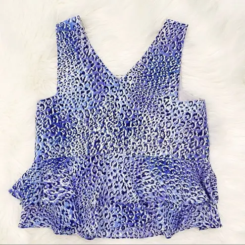 Rebecca Taylor Leopard Silk Top Blouse X Small 0 XS Sleeveless Cocktail