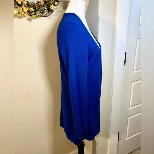 C by BLOOMINGDALES Cashmere Long Line Button Front Sweater w/Pockets Women’s L Blue Size M