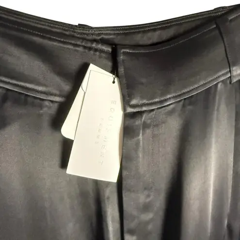 Equipment Ines Black Satin Wide Leg Cargo Pocket Trouser Pants Size 10