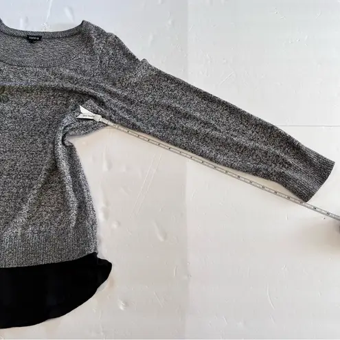 Torrid ‎ Black White Marled Floral Embroidered Chiffon Trim Sweater 1X