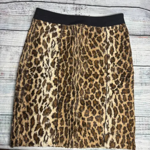 Etcetera Leopard Faux Fur Pencil Skirt Size 6 Luxe Statement Animal Print