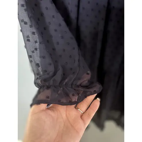 Crystal Doll Clip Dot Mini Dress with Ruffles and Long Sleeves Sheer Polka Dot