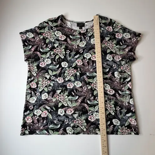 J Jill Wearever Floral Knit Top and Shorts Set Size S/M Lounge Soft Stretch Boho Black Size M