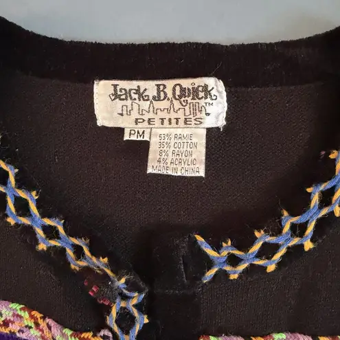 Vintage Jack B Quick Thanksgiving Beaded Turkey Retro Cardigan Sweater Black Size undefined