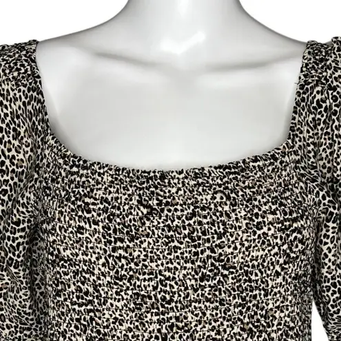Sophie Rue  Shirt Womens Large Brown‎ Cheetah Animal Square Neck Cropped Edgy