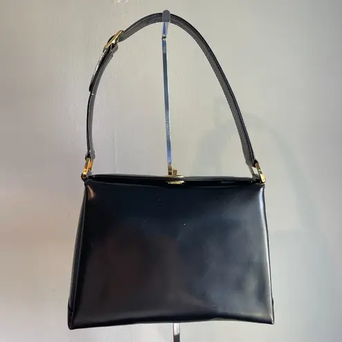 Gucci  Vintage Black Leather Shoulder Bag w/ Red Leather Interior - Preowned