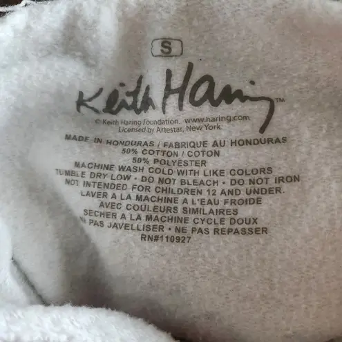 Keith Haring White Hoodie Dancing Figures Circle Graphic Art Streetwear Pop Art