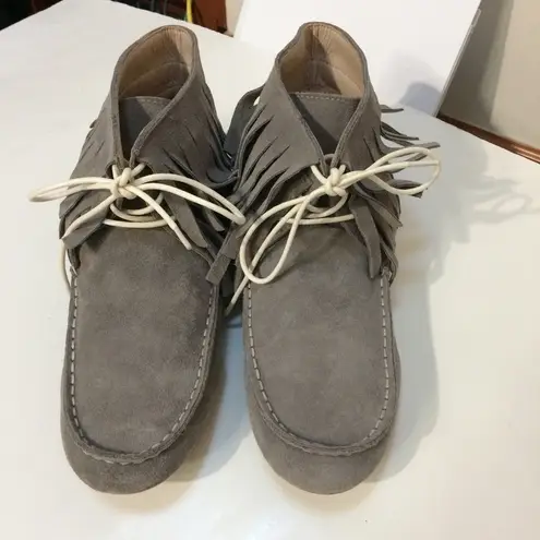 Monkey Feet Women’s Fringe Suede Grey Moccasins Gray Size 11