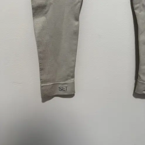 Set Active  Sculptflex Beige Seamless Rib Legging One Strap Sports Bra Set Small