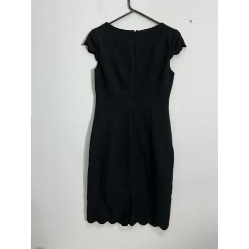 Adrienne Womans Papell Black Cap Sleeve Scalloped Hem & Neck Above Knee Dress 2