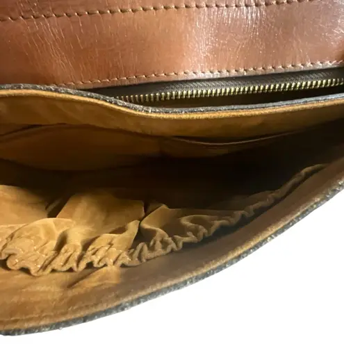 Patricia Nash English Garden Floral Map London Brown Leather Saddle Bag