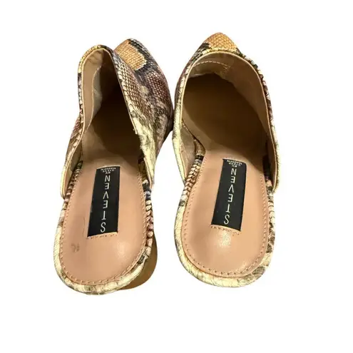 Steven by Steve Madden Nox Snake Python Chunky Block Heeled Mules Sz 8 Womens Fa Brown