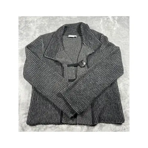 Habitat Womens Knit Button Front Gray Black Cardigan Jacket Small