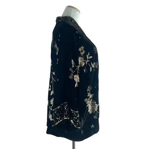 Johnny Was  Ally Velvet Kimono Jacket Embroider Sequins Size XL