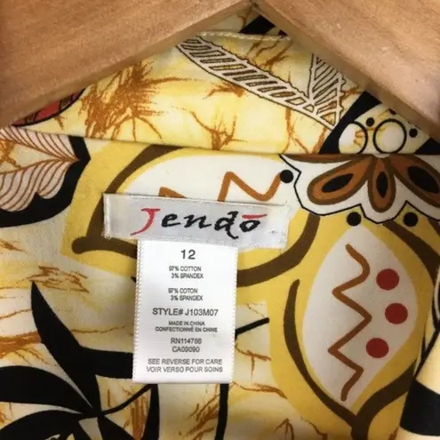 Jendo Button & Embellished Tropical Print Yellow Long Sleeve Jacket 12