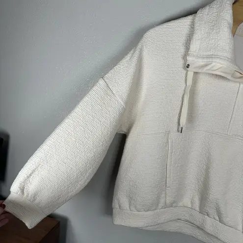 NEW Calia Womens XL 1/4 1/2 Zip Pullover Cream Textured Oversized Athleisure