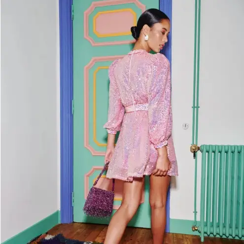 CeliaB Ezili Women's S Dress Pink Glittering Long Sleeve Party Mini Going Out