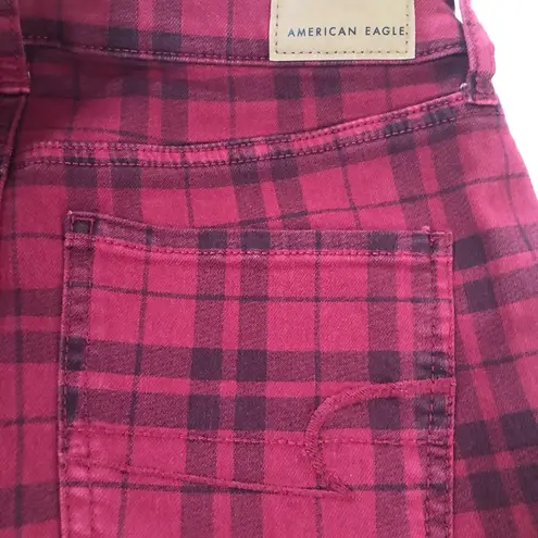 American Eagle  Next level stretch red checkered hi rise jeggings xshort womens 4