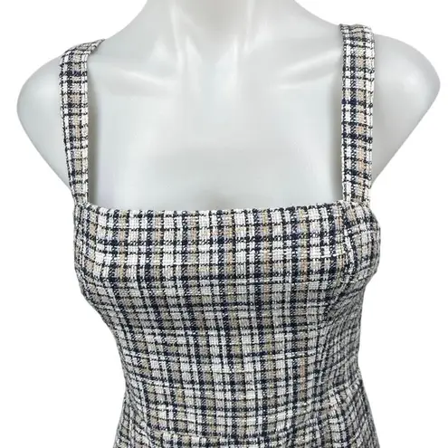 Abercrombie & Fitch  Blue Tweed Plaid Checkered Sleeveless Cami Mini Tank Dress S - Image 3