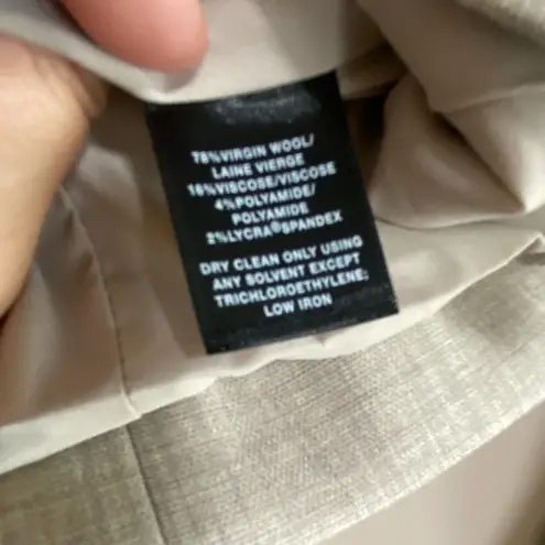 Lafayette 148 New York Virgin Wool Beige Blazer Size 4 Tan