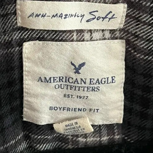 American Eagle  Outfitters Ahh-mazingly Soft Boyfriend Fit Plaid Shirt | XS