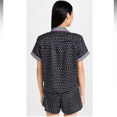 Lele Sadoughi x Roller Rabbit Black, White & Pink Heart Print Pajama Set Sz L