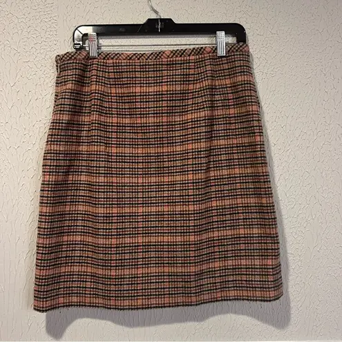 Talbots  Wool Blend Brown and pink Plaid Skirt size 10 petite