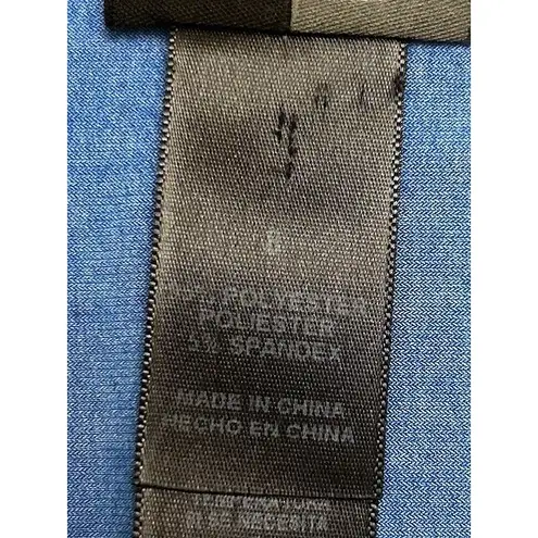 Bisou Bisou M Midi Dress Blue Gray White Stretch Abstract Print Modern Artsy